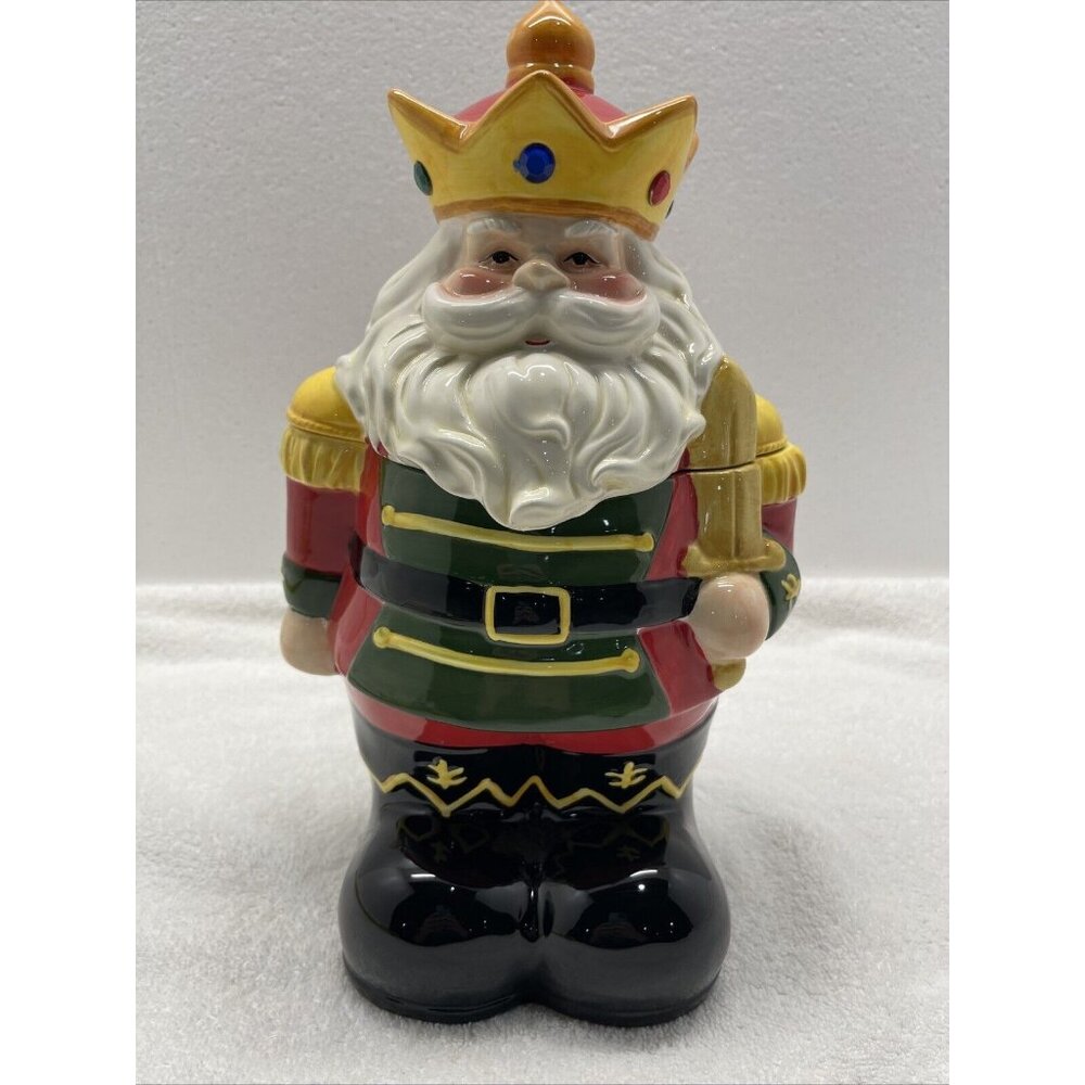 Bombay Ceramic Toy Soldier Santa Cookie Jar 12”